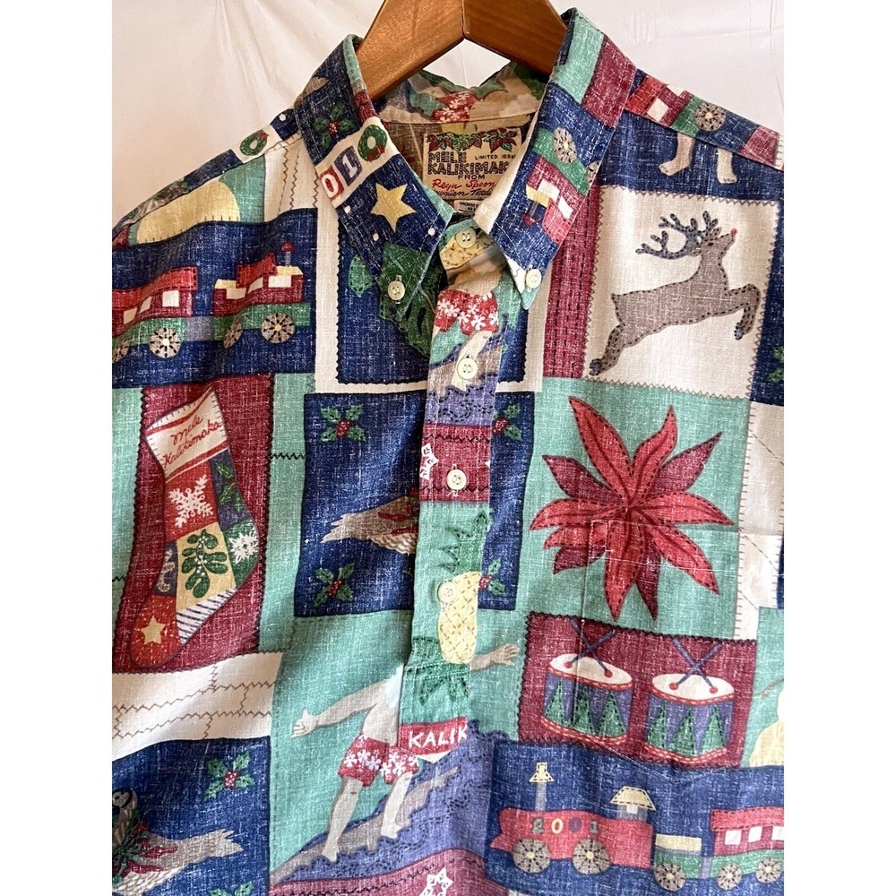 Reyn Spooner Mele Kalikimaka 2001 Christmas Hawaiian Shirt Mens XL Limited Issue